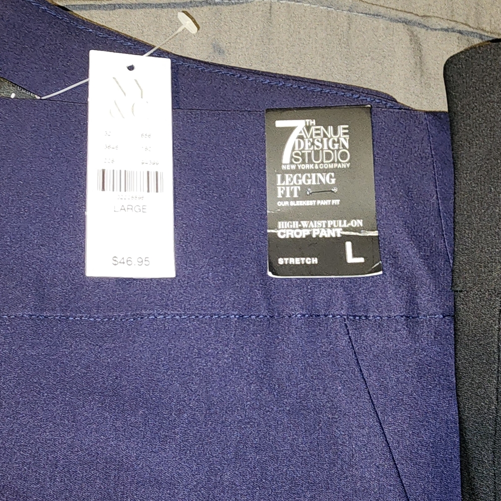 New York & Company Navy High-Waist Pull-On Crop Pants